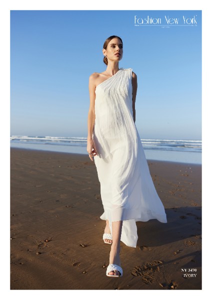 Robe longue plissée asymétrique - Fashion New York